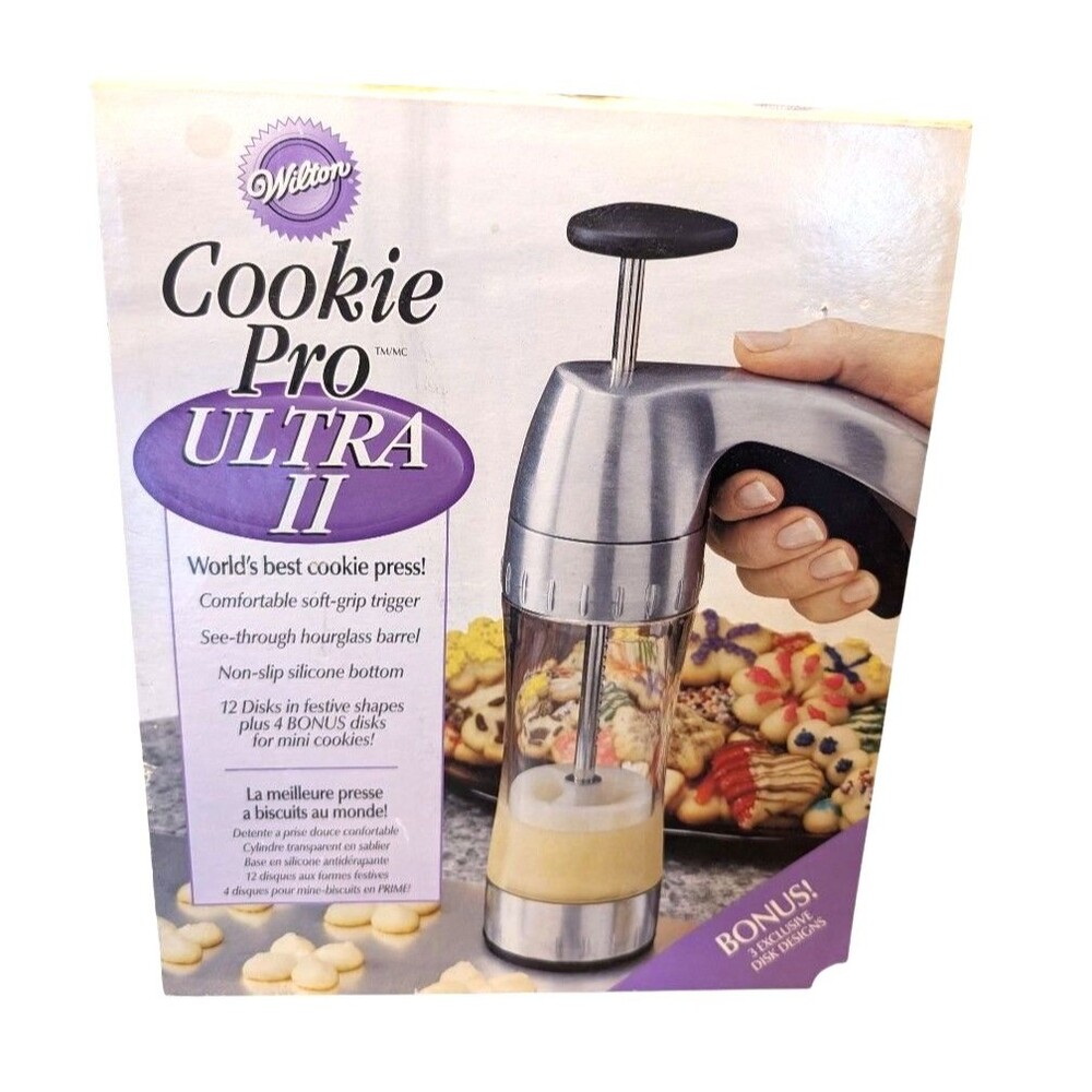 Wilton Cookie Pro Ultra II Cookie Press Set Disks Barrel Soft Grip NIB